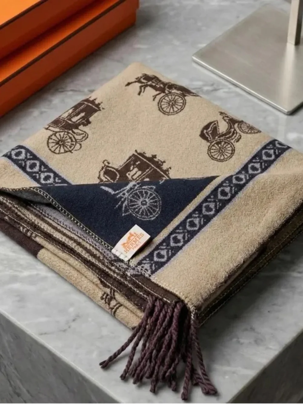 Equestrian Scarf - Brown and Beige